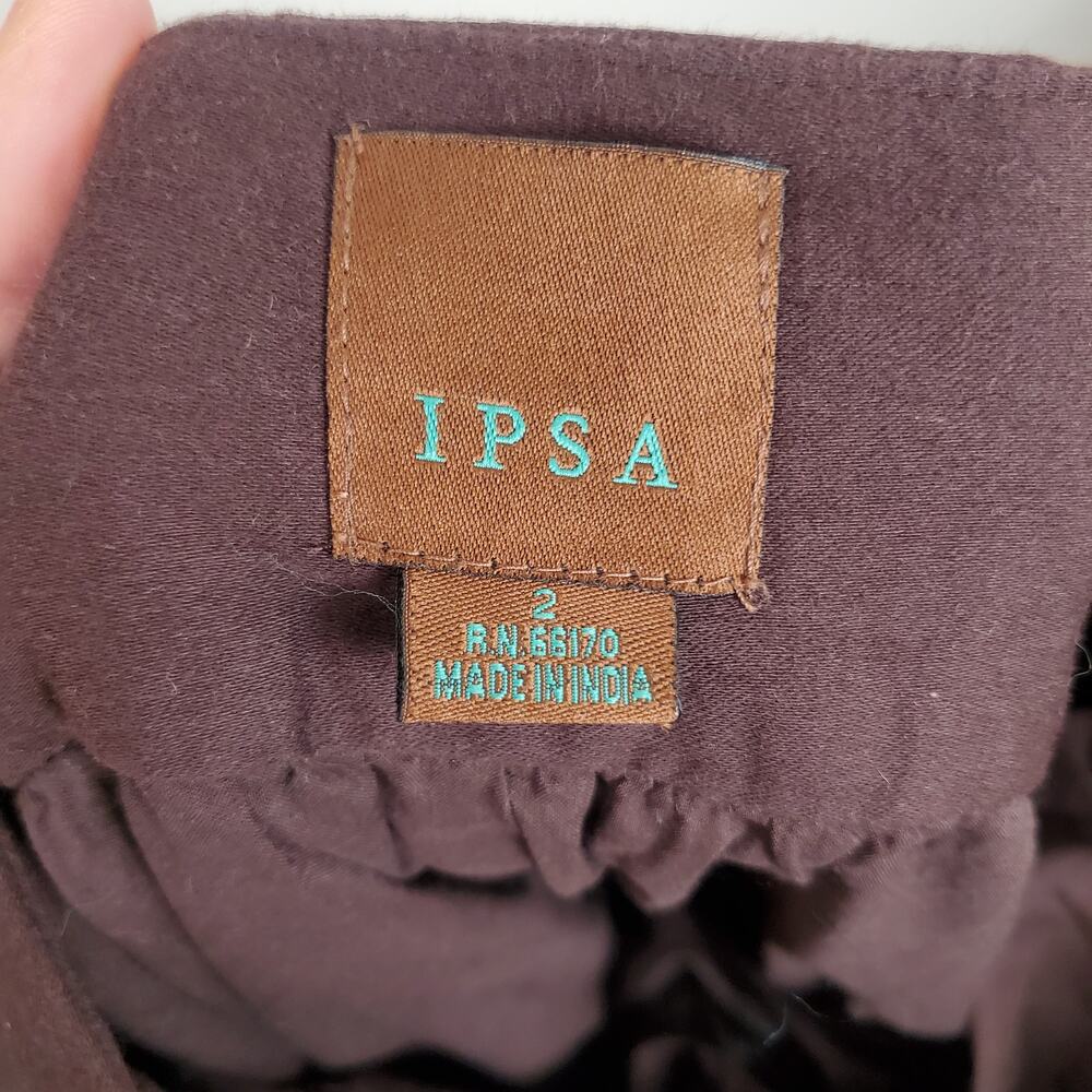 Anthropologie Ipsa Embroidered Tulle Midi Skirt Chocolate Brown 2 - Picture 10 of 11